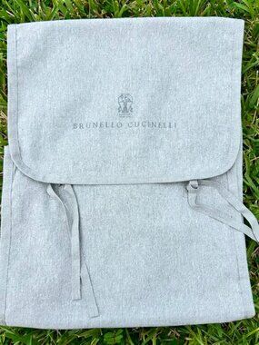 Brunello Cucinelli Gray Garment Dust Bag Drawstring 17x13 Folded 36.5x13 Open